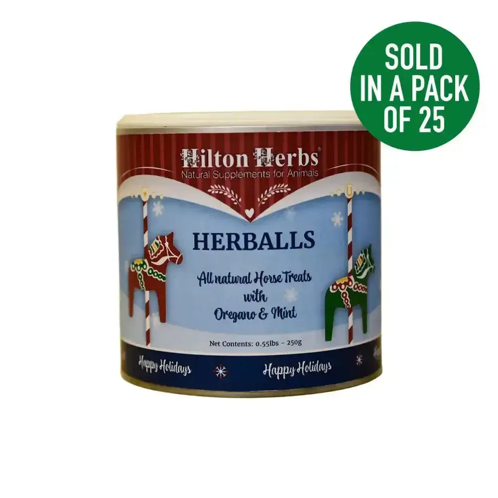 Hilton herbs holiday herballs 25 pack all natural horse treats with oregano and mint in festive red white and blue container
