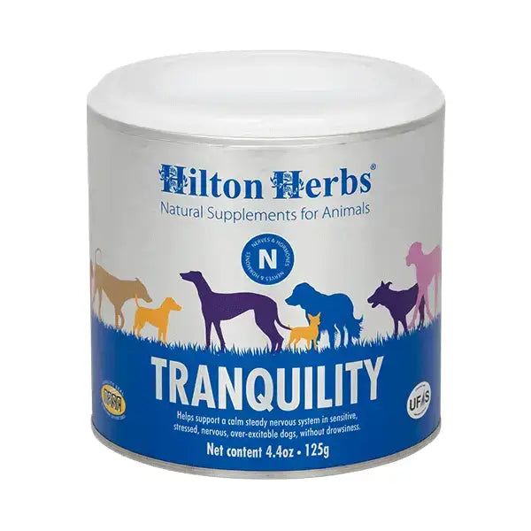 Hilton herbs tranquillity herbs tranquillity tub white and blue tin with colorful animal silhouettes for hyperactive pets