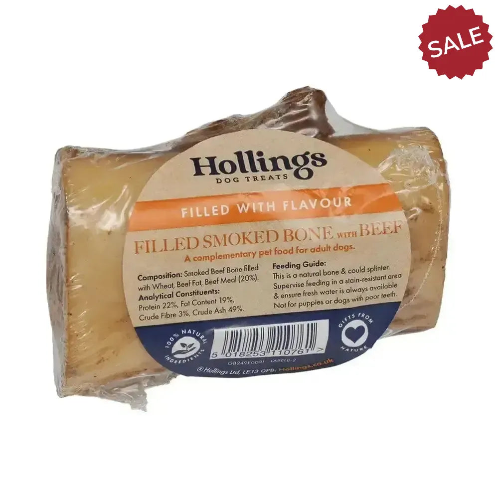 Hollings Filled Bone With Beef 20 Pack Dog Treats