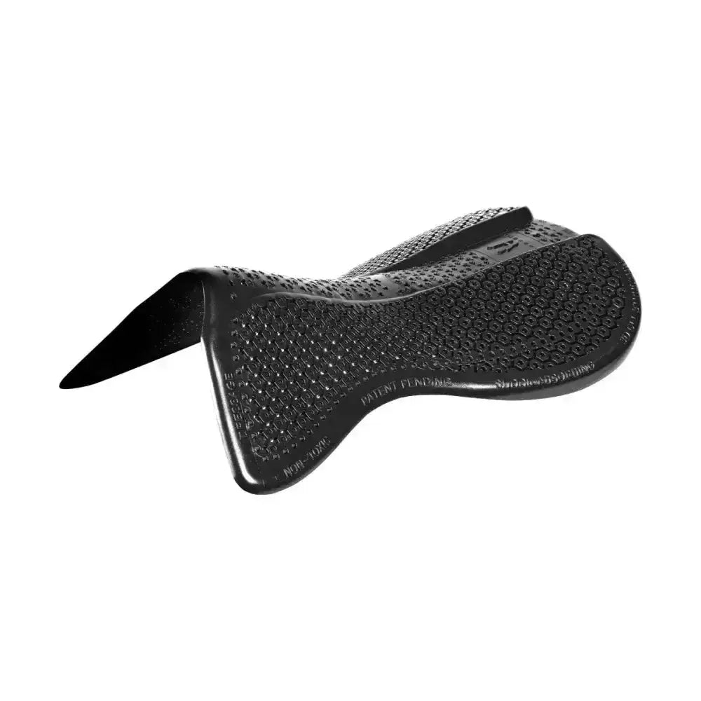 Black rubber horsena dressage balance back riser gel pad with honeycomb texture and anatomical design edges