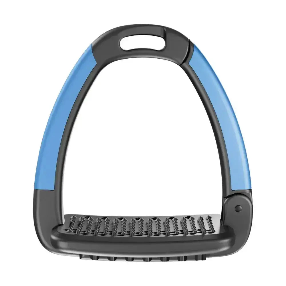 Blue and black horsena swap stirrup extra cover with textured grippy sole for better footing and safety