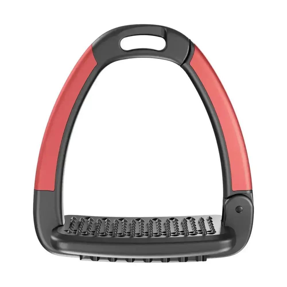 Red and black horsena swap stirrup extra covers with textured non slip rubber sole for secure riding grip