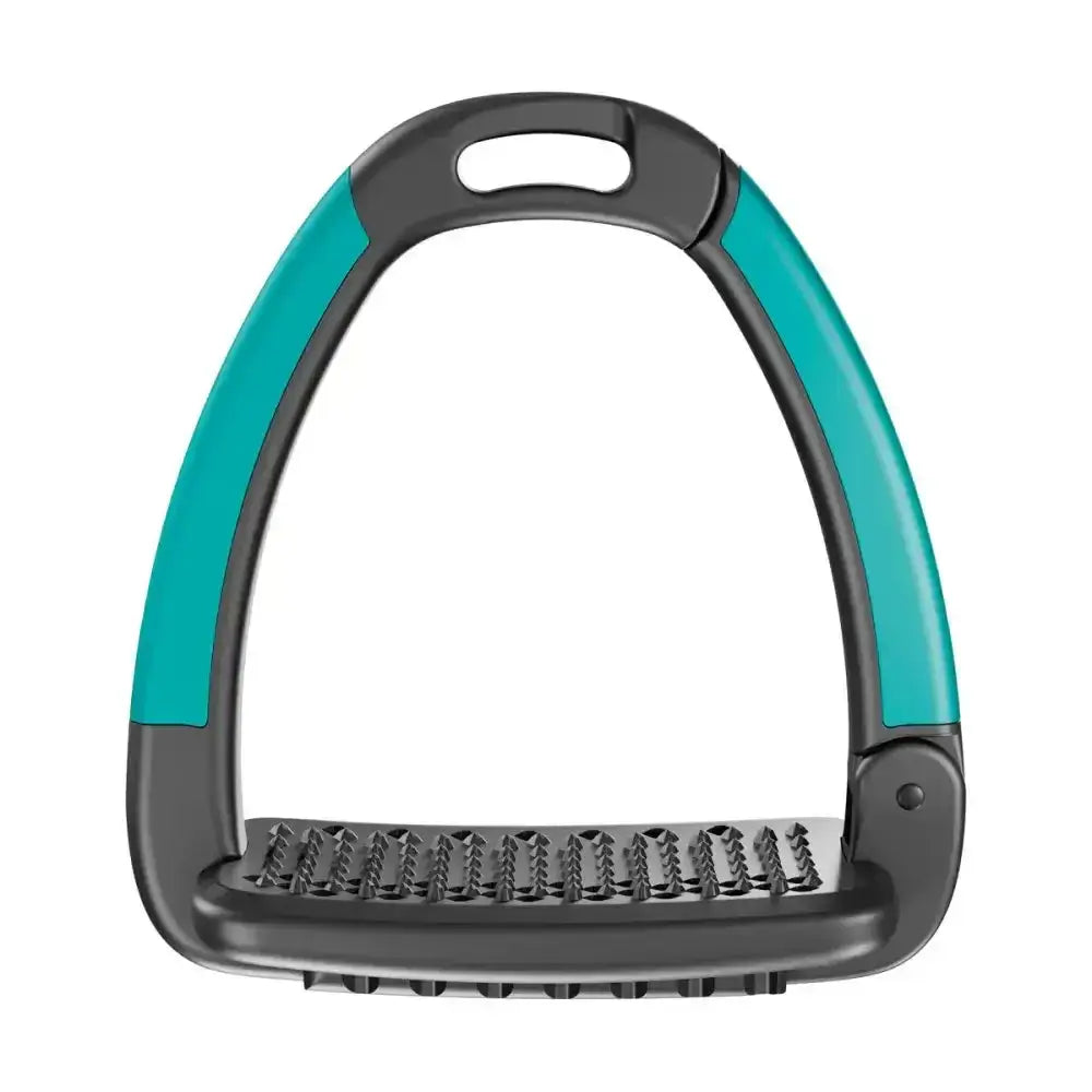 Teal and black horsena swap stirrup with textured grippy sole stirrup extra covers set of 4 for better grip