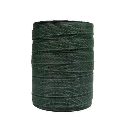 A spool of dark green nylon thread for hotline 40mm paddock essentials electro tape with steel conductors
