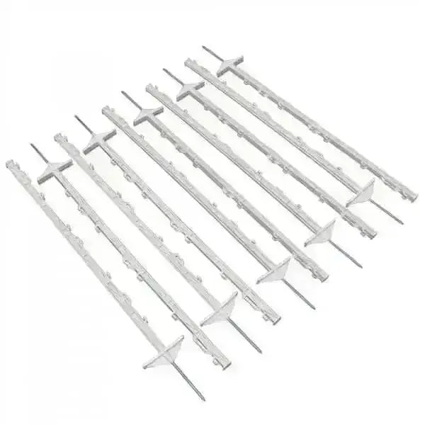 Silver metal model airplane landing gear assemblies shown with hotline electric fencing posts 105cm pack of 10
