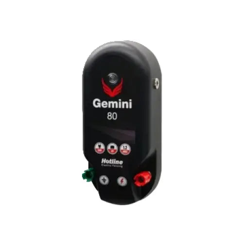 Black gemini 80 electronic fence control unit with red green lights for hotline gemini low maintenance 12v external battery use