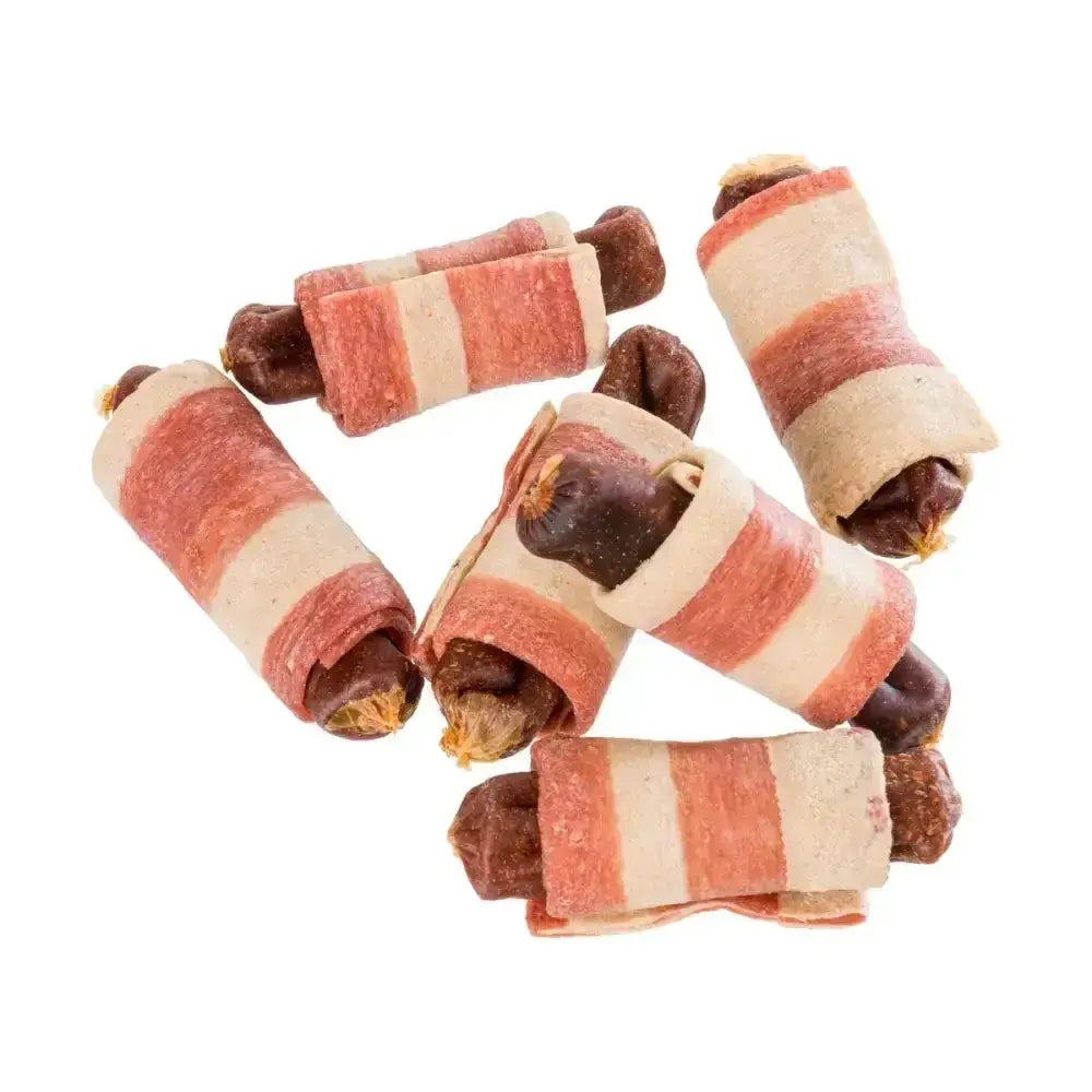 House of paws christmas chew meaty striped rawhide chew wrapped in bacon-like paws braid shaped treats