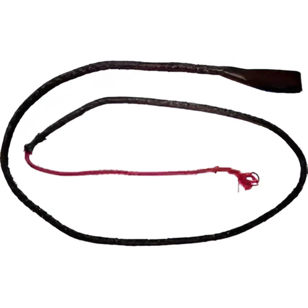Black leather hunting crop with fine plaited leather thong 1yrd and red tassel at the end