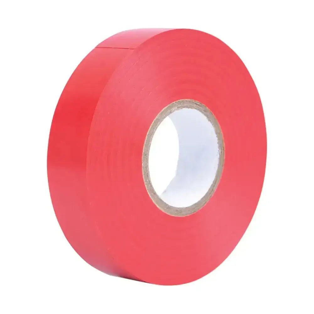 A roll of bright red hy bandage tape with a glossy finish and white core perfect for leg wraps and horse boots