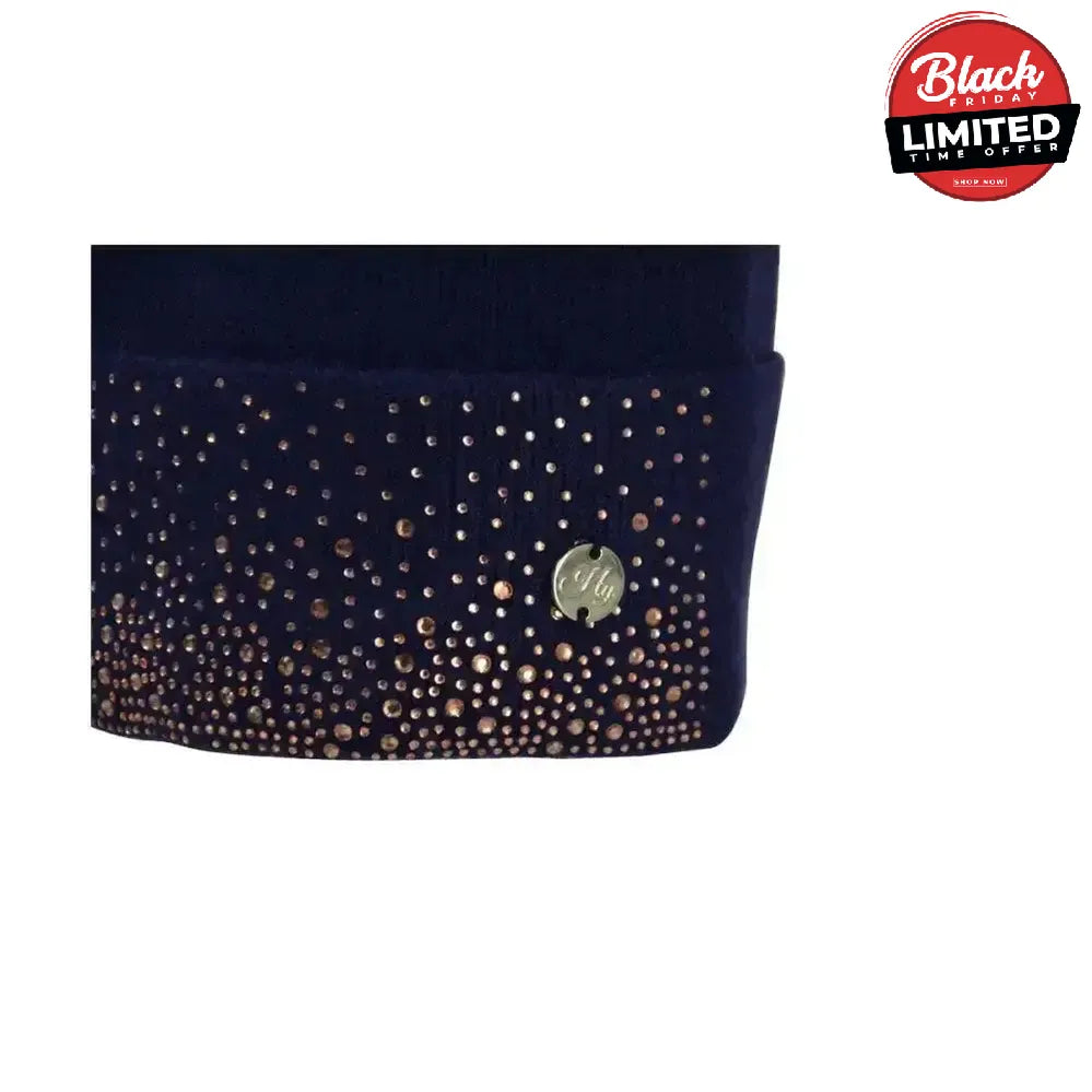 Hy Equestrian Alaska Diamante Bobble Hat Beige/Gold Headwear