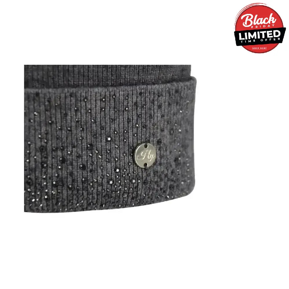 Hy Equestrian Alaska Diamante Bobble Hat Beige/Gold Headwear