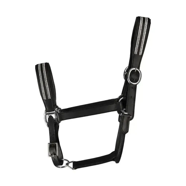 Hy Equestrian Anodize Leather Head Collar Black/Silver Pony Leather Headcollars