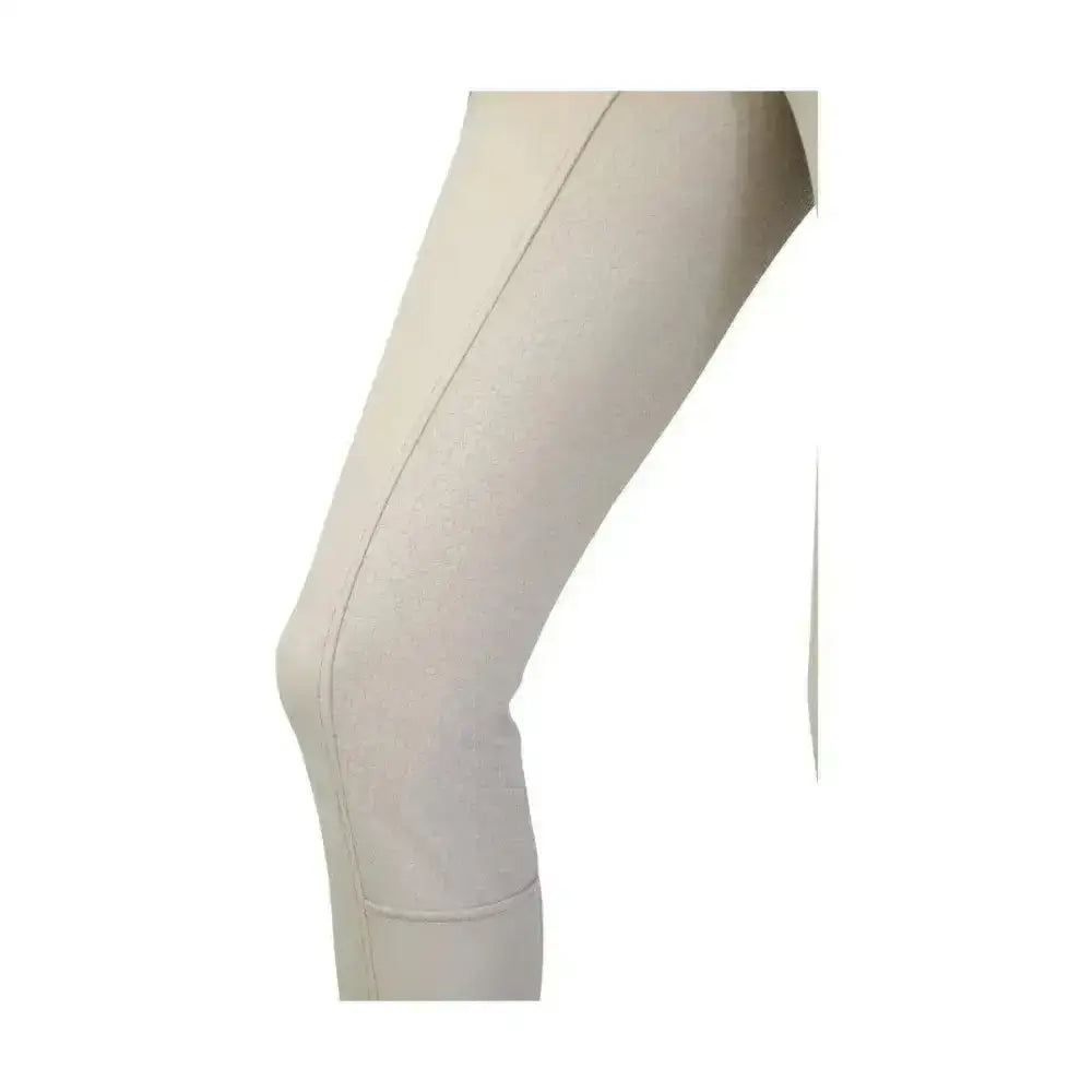Cream-colored hy equestrian arctic polar softshell breeches with stretchy fabric and subtle seam detailing