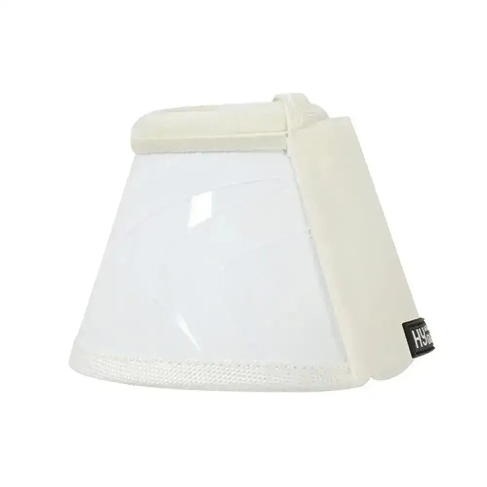 Cream-colored visor with transparent glossy plastic face shield and soft fabric straps for armoured guard pro protection
