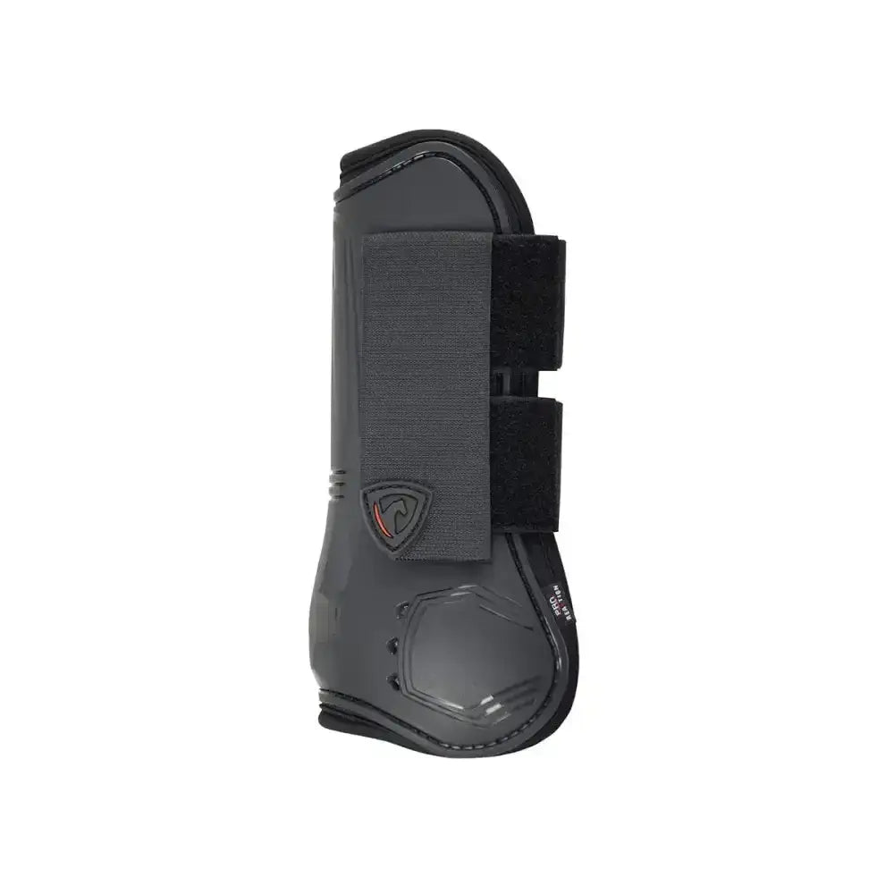 Black hy equestrian armoured guard pro reaction tendon boot with breathable soft perforated hoof protector and adjustable velcro straps