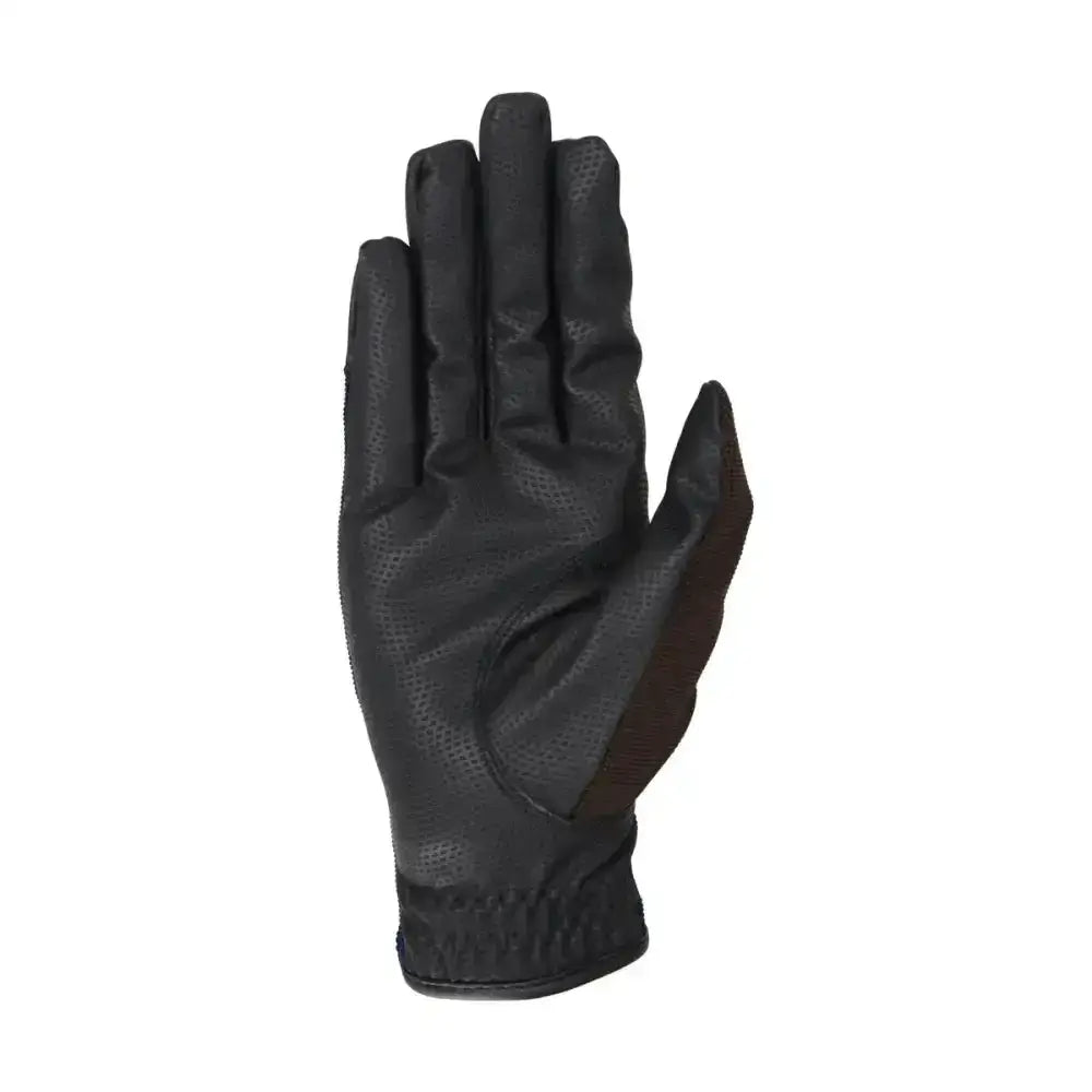 Black leather equestrian burnham pro gloves with smart grip palm and reinforced fingers for maximum control
