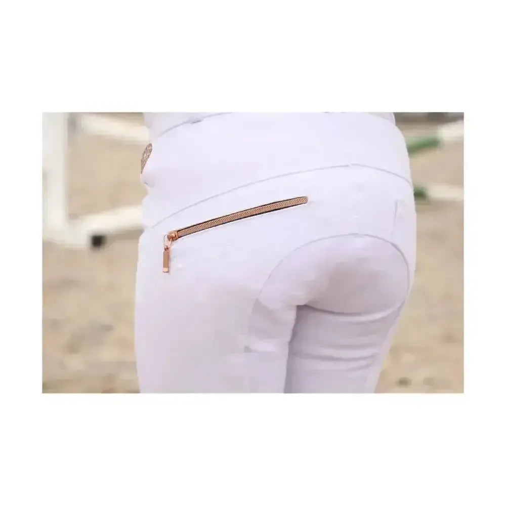 Hy Equestrian Cadiz Mizs Competition Breeches White/Rosegold 7-8 Years Breeches