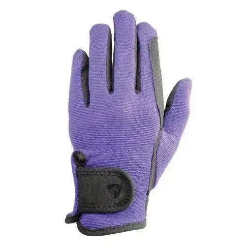 Hy Equestrian Children's Every Day Two Tone Riding Gloves Black/Purple Child Small Riding Gloves