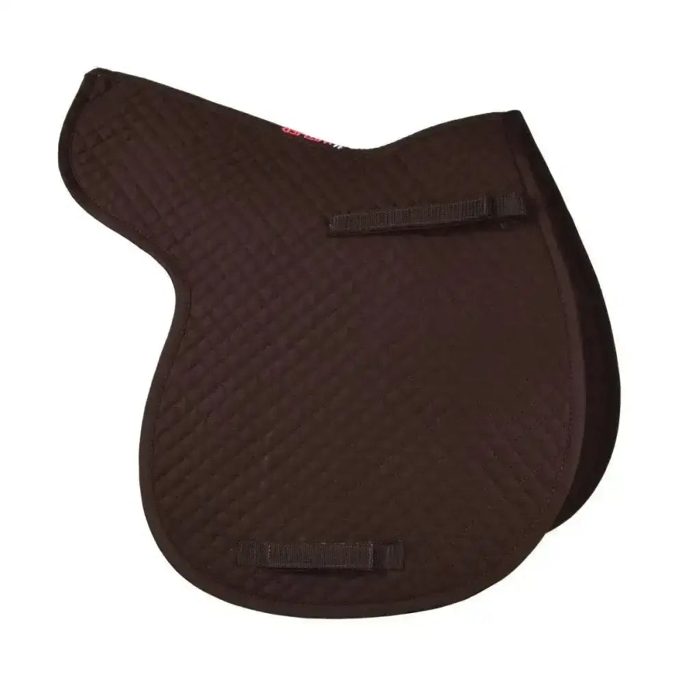 Brown quilted saddle pad with black velcro straps from hywither range perfect for equestrian competition purpose numnah
