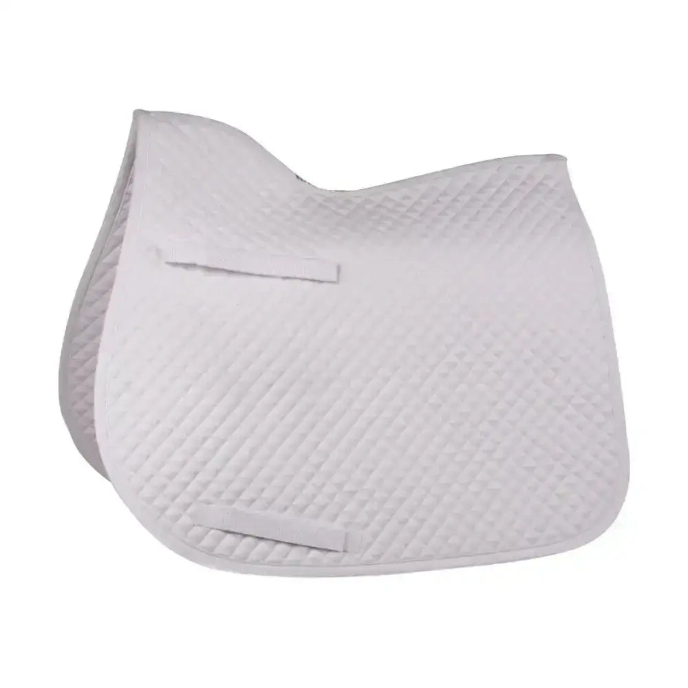 White quilted hy equestrian competition all purpose pad with diamond pattern and two velcro straps for saddle pads