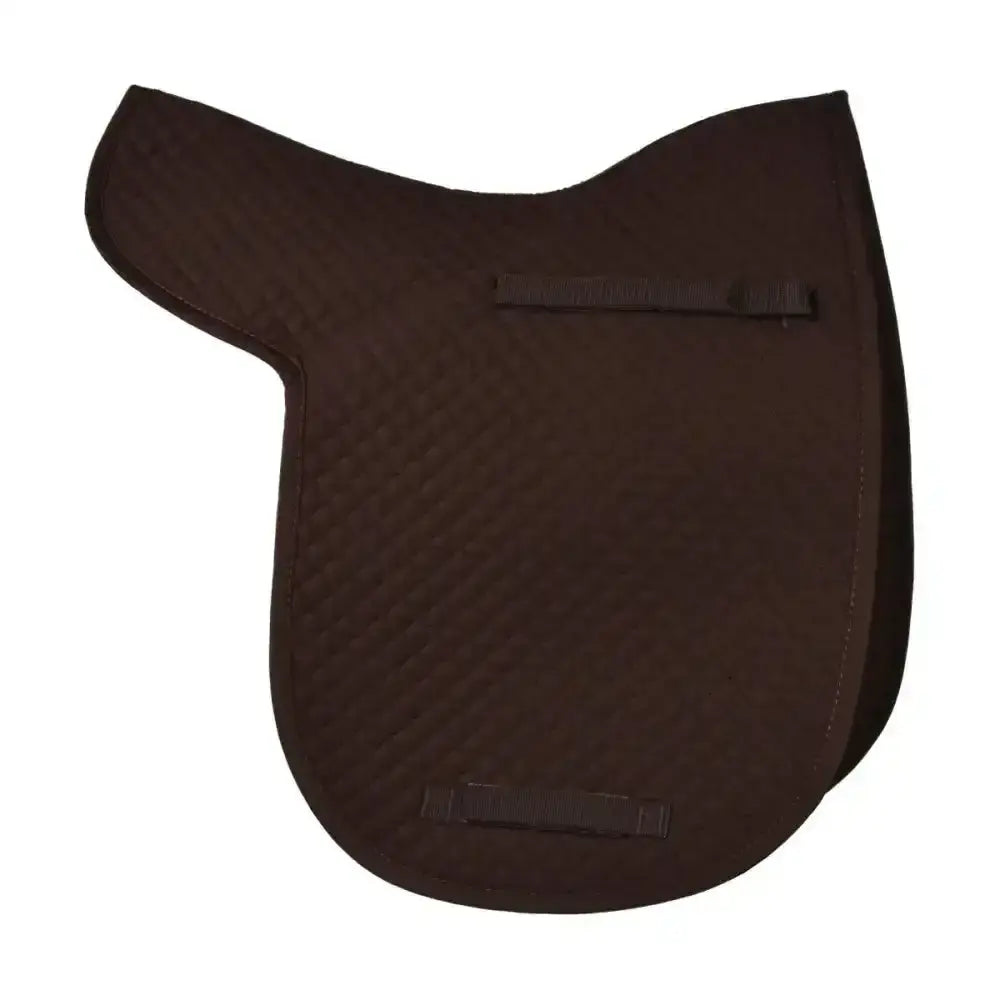 Brown quilted competition dressage numnah with reinforced straps from hywither range for comfortable riding