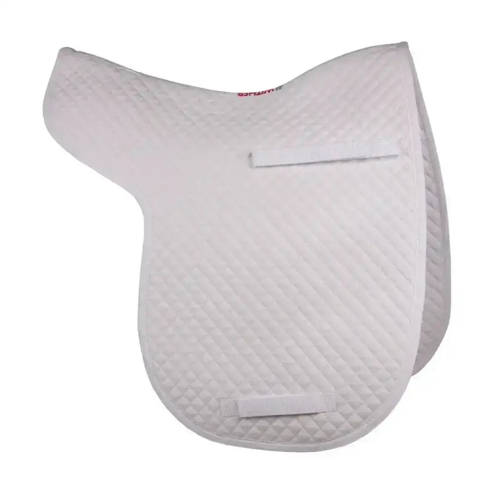 White quilted competition dressage numnah with diamond stitching and two velcro straps from hywither range