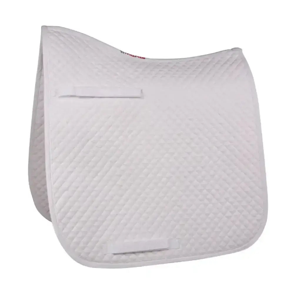 White quilted hy equestrian competition dressage pad with diamond stitching and two velcro straps from hywither range
