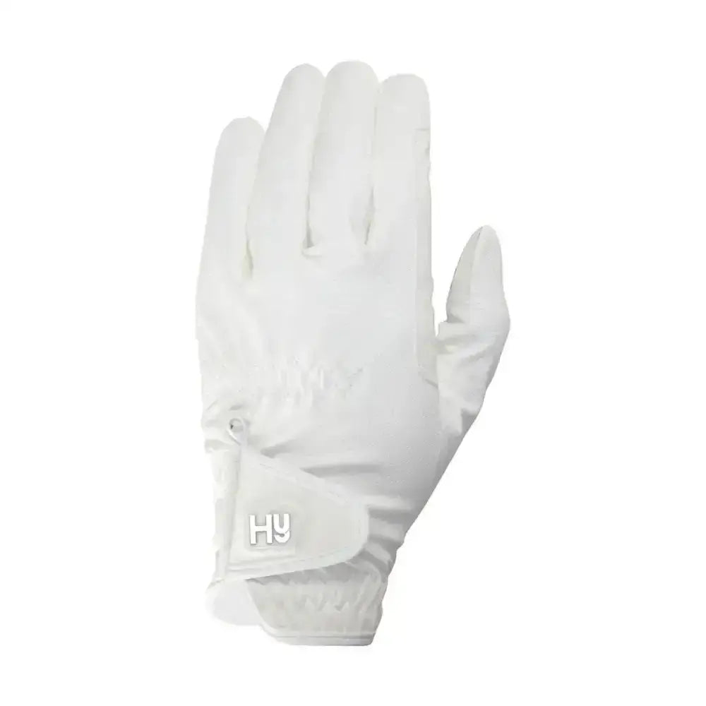 White helly hansen equestrian cottenham elite riding gloves with sleek smooth texture and subtle wrist branding back view