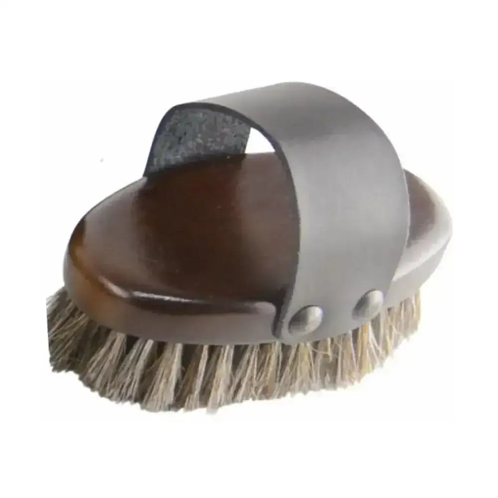 HY Equestrian Deluxe Horse Hair Wooden Body Brush Dark Brown Small Body Brushes