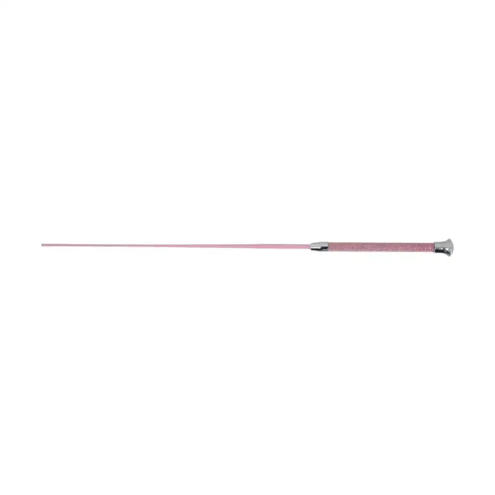Pink hy equestrian diamante stoned schooling whip with silver metallic handle and grip for elegant schooling use