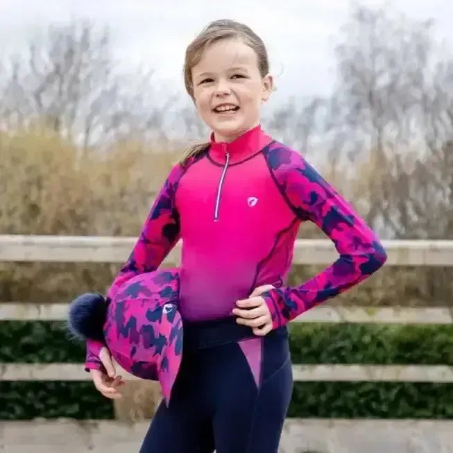 Hy Equestrian DynaForce Base Layer 7-8 Years Raspberry / Navy Base Layers