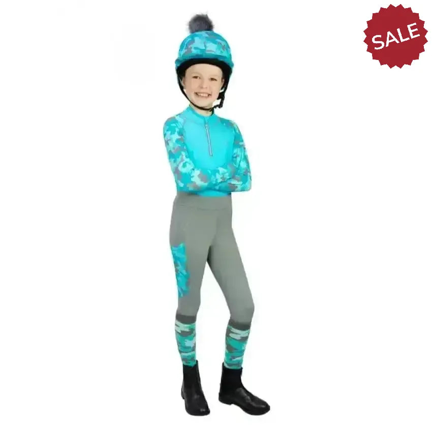 Hy Equestrian DynaForce Riding Tights 7-8 Years Raspberry / Navy Riding Tights