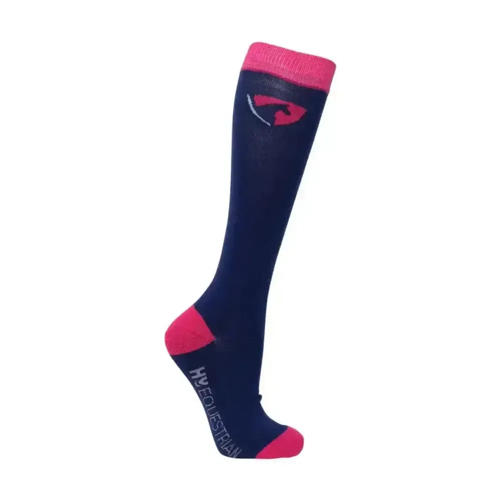 Hy Equestrian DynaForce Socks Pack of 5 Raspberry/Navy 4-8 Riding Socks