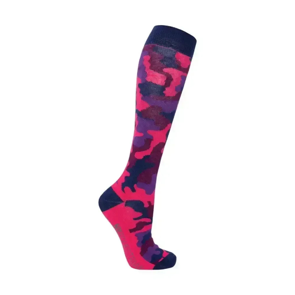Hy Equestrian DynaForce Socks Pack of 5 Raspberry/Navy 4-8 Riding Socks