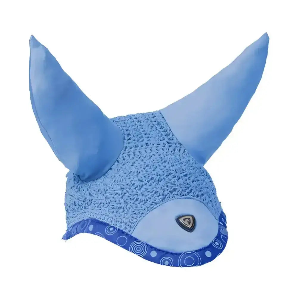 Light blue hy equestrian dynamizs ecliptic fly veil with soft textured fabric and close-knit crochet design edges