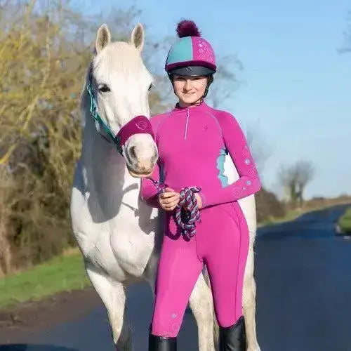 Hy Equestrian DynaMizs Ecliptic Riding Tights Plum / Teal Plum/Teal 9-10 Years Riding Tights