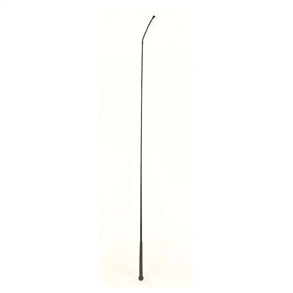 Black leather riding crop with curved tip and textured grip from hy equestrian economy schooling whips pack of 3