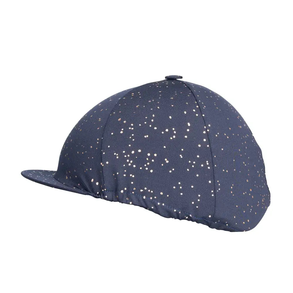 Navy blue equestrian elevate allure hat silk with white speckle pattern perfect for riding style and comfort