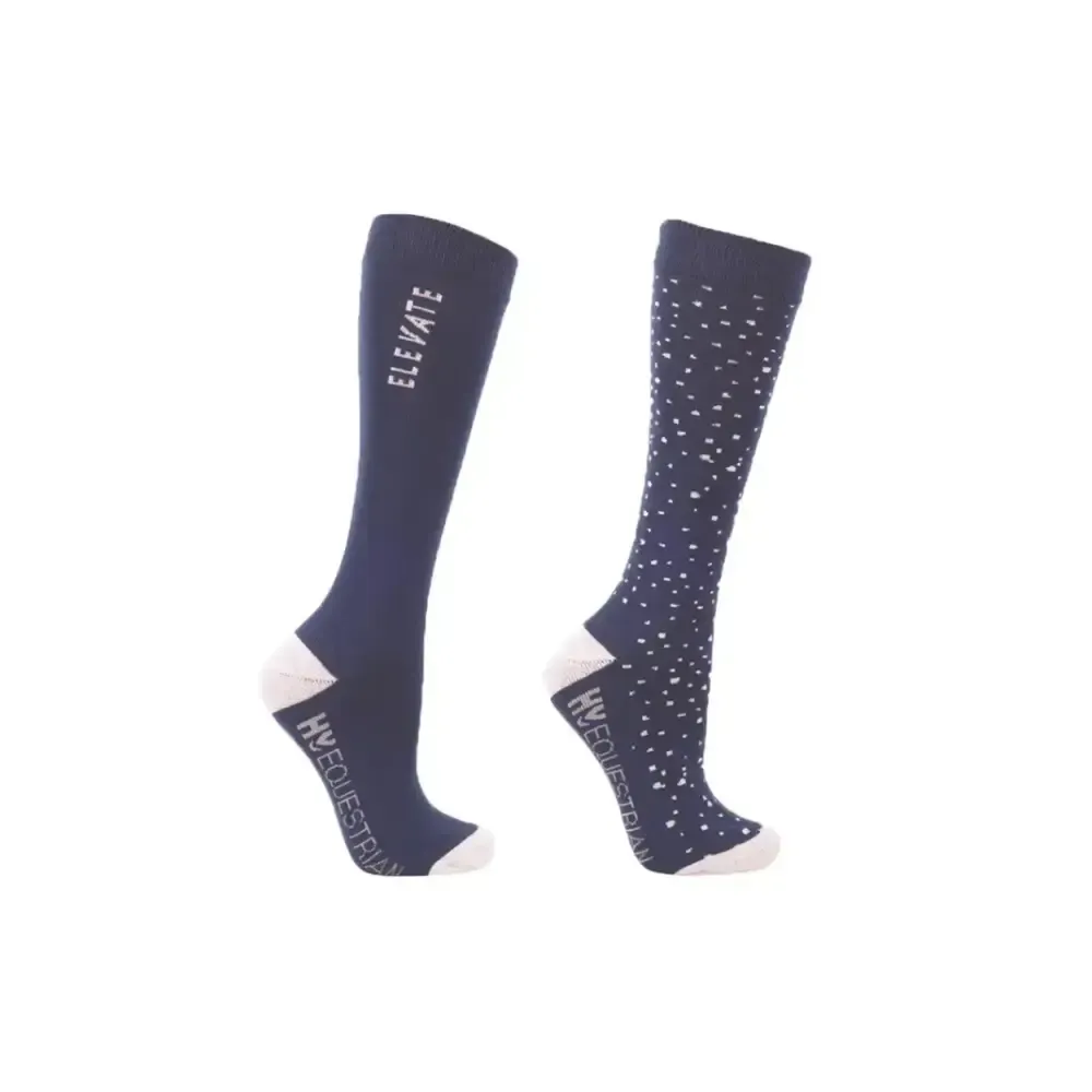 Hy Equestrian Elevate Allure Mizs Socks (Pack of 2) Navy Mizs 12-4 Riding Socks
