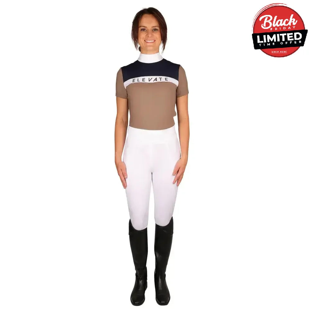 Hy Equestrian Elevate Allure Show Shirt Navy/Fossil/White X Small Show Shirts