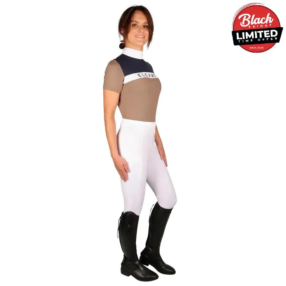 Hy Equestrian Elevate Allure Show Shirt Navy/Fossil/White X Small Show Shirts