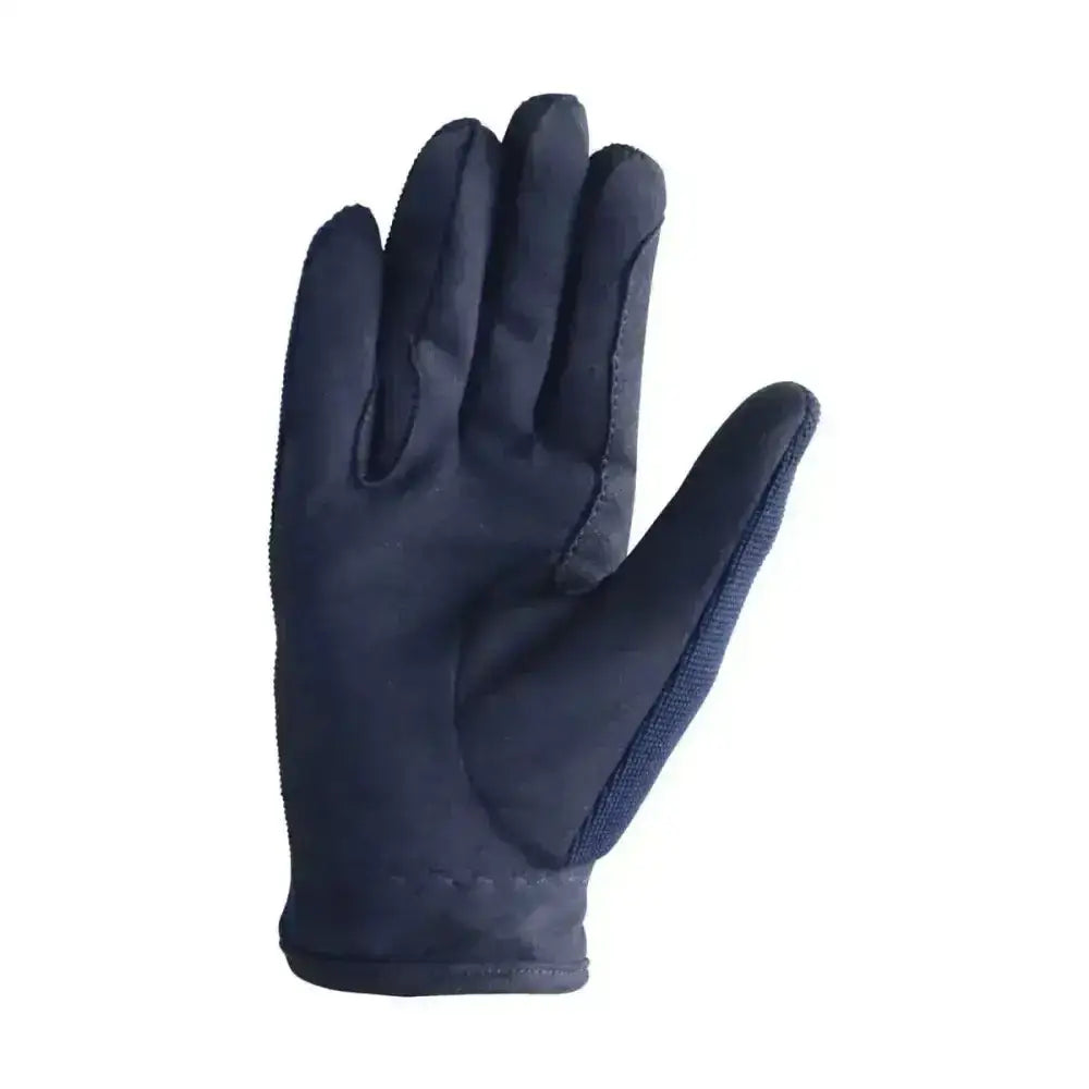 Dark navy blue hy equestrian every day riding gloves childrens with touchscreen and reinforced seams for amazing grip