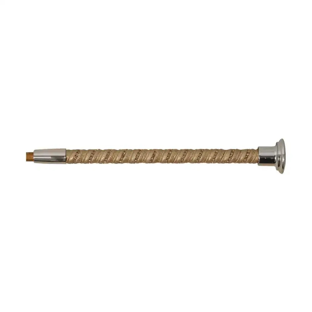Tan braided rope horse whip with chrome ferrules from hy equestrian faux leather sparkle dressage whip collection
