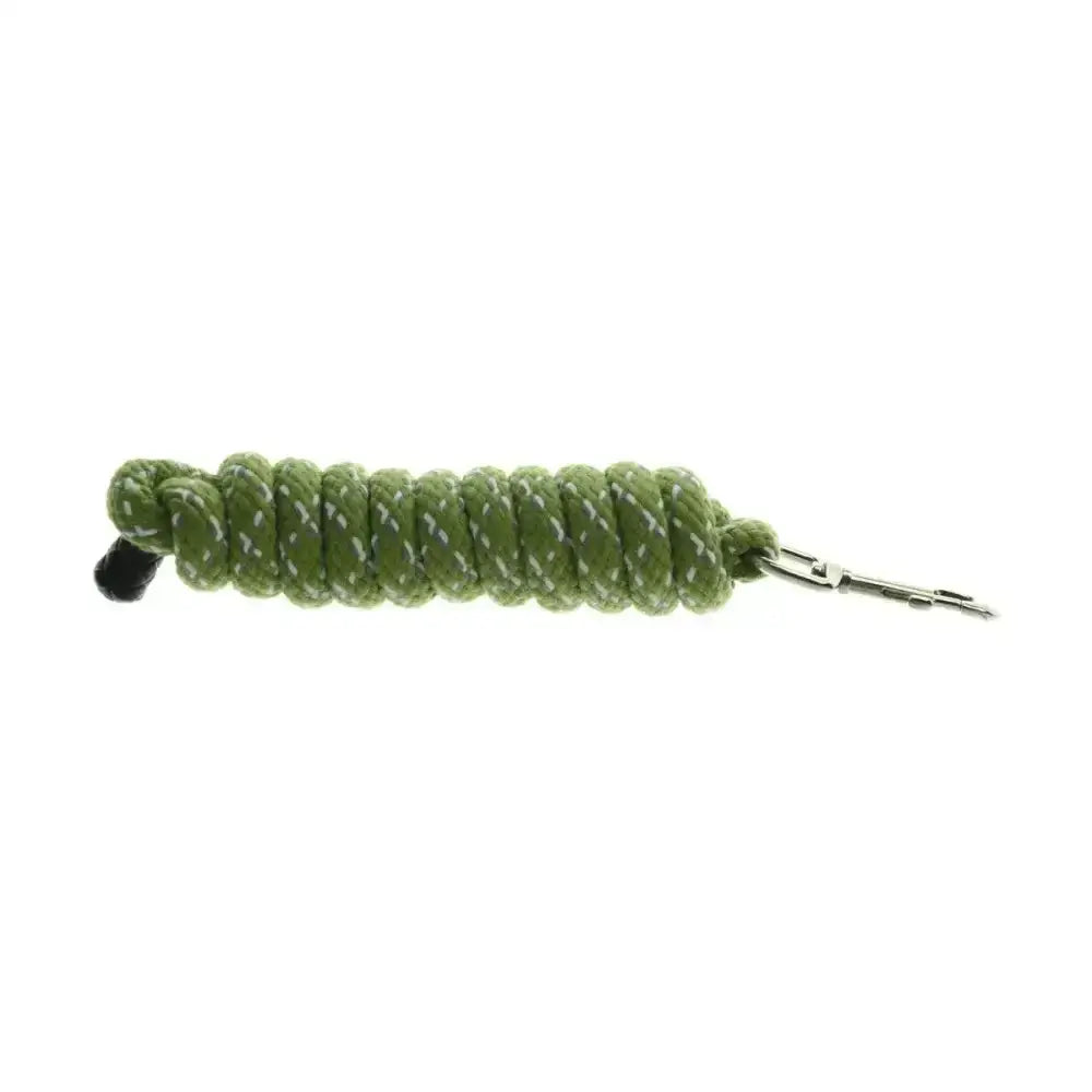 Olive green braided Hy Equestrian fleck lead rope keychain with silver clasp and black plastic end cap for horse leads