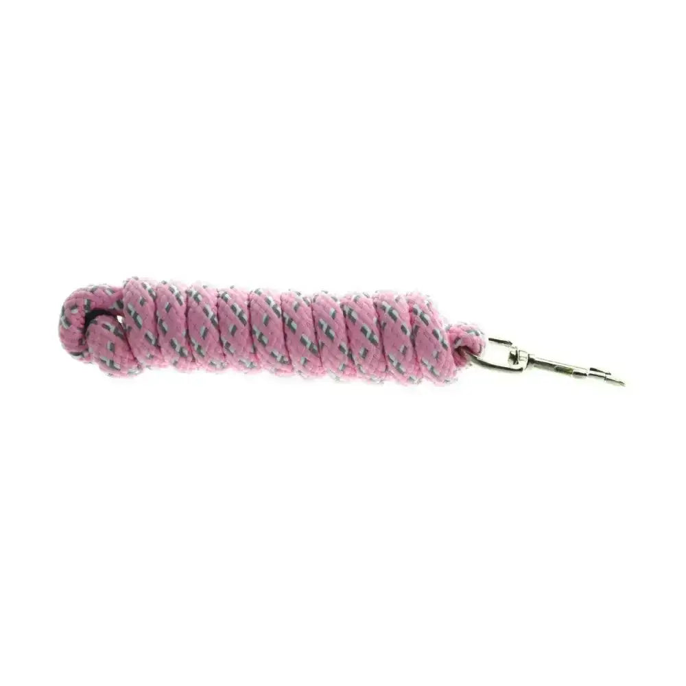 Pink and gray braided hy equestrian fleck lead rope keychain with silver metal clasp perfect for horse leads