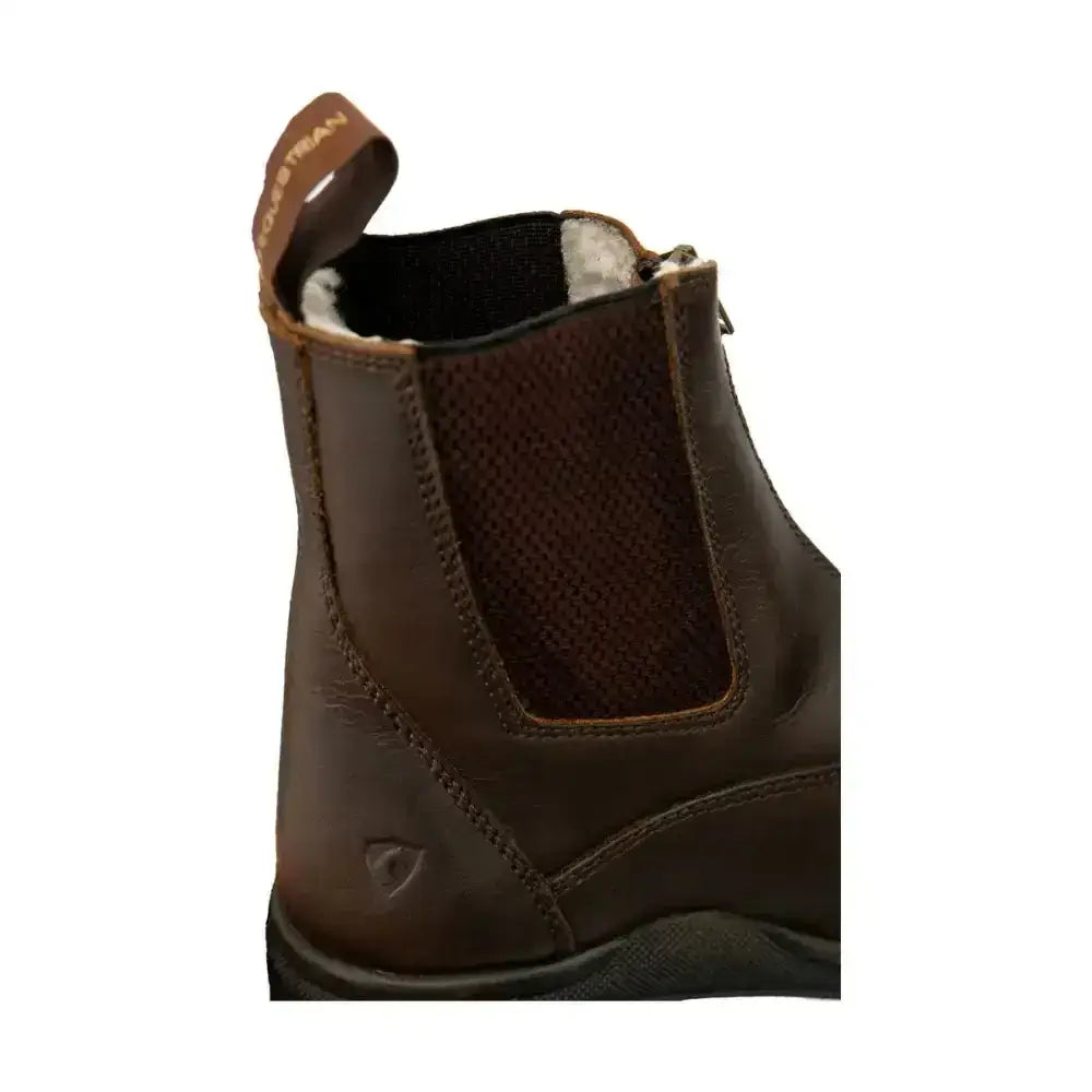 Brown leather fleece lined wax leather zip jodhpur boot with mesh panel from hy equestrian collection