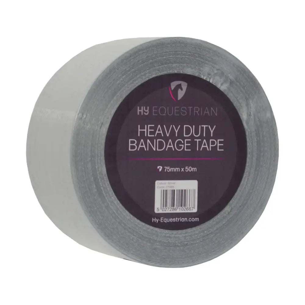 Gray hy equestrian heavy duty bandage tape roll 75mm wide 50m long with easy-to-tear adhesive suitable for equestrian use