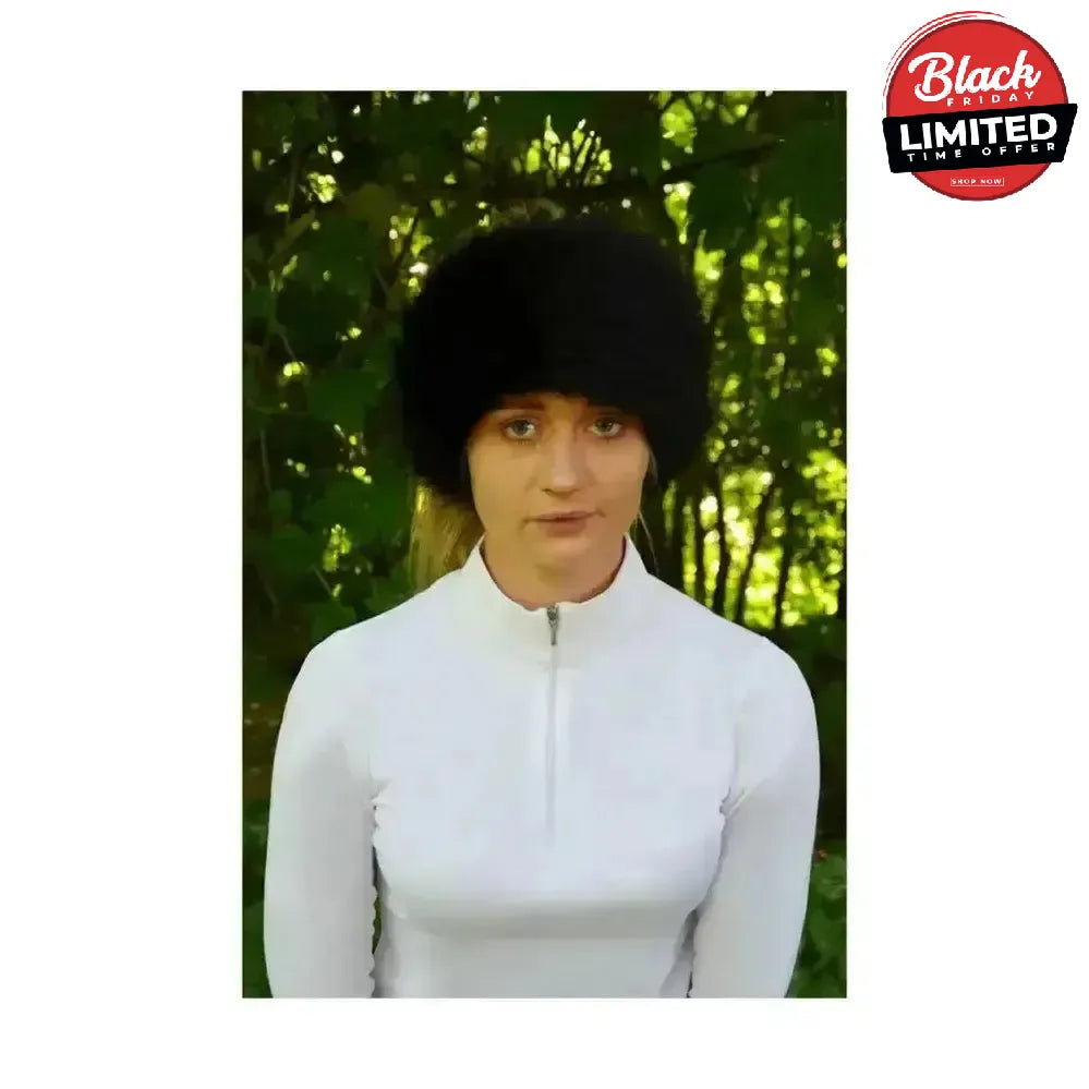 Hy Equestrian Idaho Fleece Lined Faux Fur Headband Black Headbands