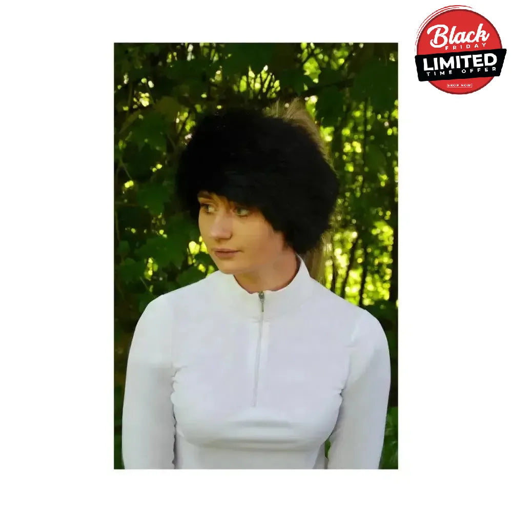 Hy Equestrian Idaho Fleece Lined Faux Fur Headband Black Headbands