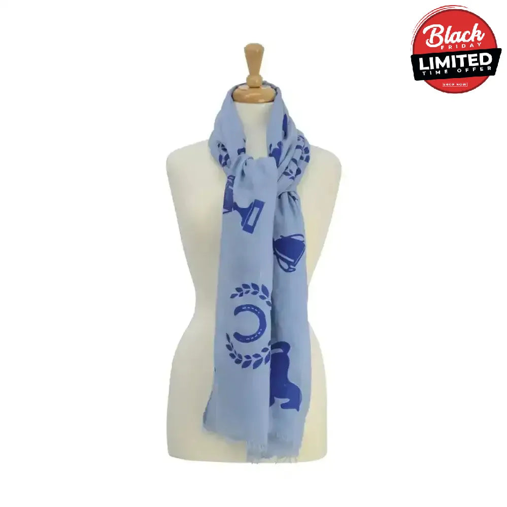 HY Equestrian Ladies Balmoral Scarf Coral/Black Print Headwear & Neckwear